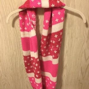 Pink patterned infinity scarf